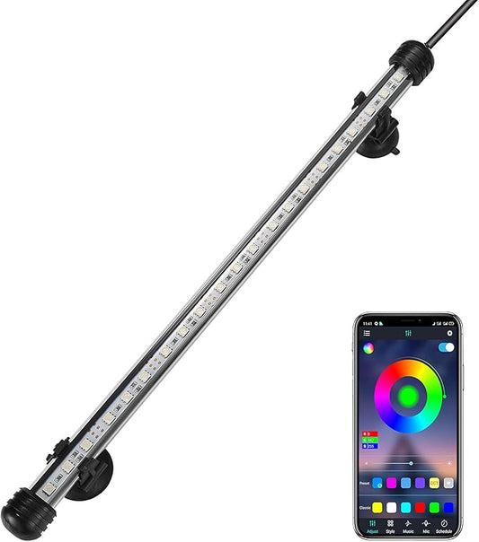 GreenSun Fish Tank Aquarium Light: Submersible Led Lamp - 15 Inch Waterproof Strip Spotlight with APP Control GreenSun