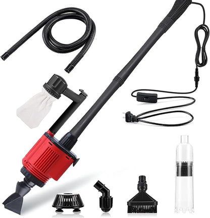 Aquarium Gravel Cleaner Siphon Kit, 6 in 1 Automatic Fish Tank Cleaning Tools Electric Removable Vacuum Water Changer for Changing Water/Removing Detritus/Washing Sands Carzos