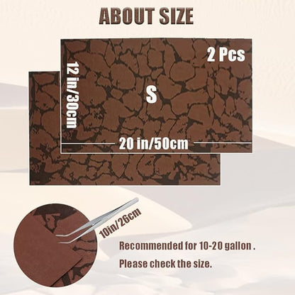 Tfwadmx Reptile Carpet Sand Mat for Bearded Dragon Terrarium Substrate Liner Brown Leopard Gecko Tank Accessories Lizard Bedding Mats for Tortoise Turtle Snake Chameleon with Tweezers 12x20In (2 Pcs) Tfwadmx