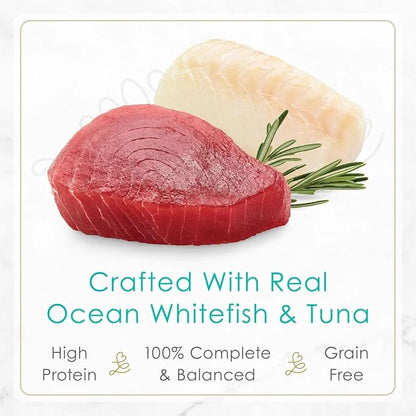 Fancy Feast Gourmet Grain-Free Meals Wet Cat Food Pate and Gravy Petites 10 Twin Pack Trays, 20 Servings (Ocean Whitefish & Tuna Pate) - PAWPICO