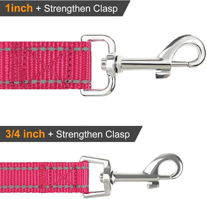 Joytale Double-Sided Reflective Dog Leash, 6 FT/5 FT/4 FT, Padded Handle Nylon Heavy Duty Leashes for Medium & Large Dogs Walking, Hotpink, 5FT Joytale