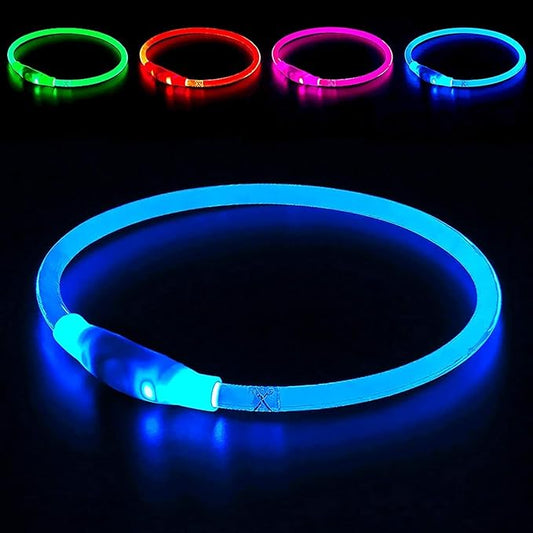 Light up Dog Collar, BSEEN USB Rechargeable Flash Dog Necklace Light, Pet Safety Collar Makes Your Beloved Dogs Be Seen at Night for Small Medium Large Dogs(Blue) BSEEN