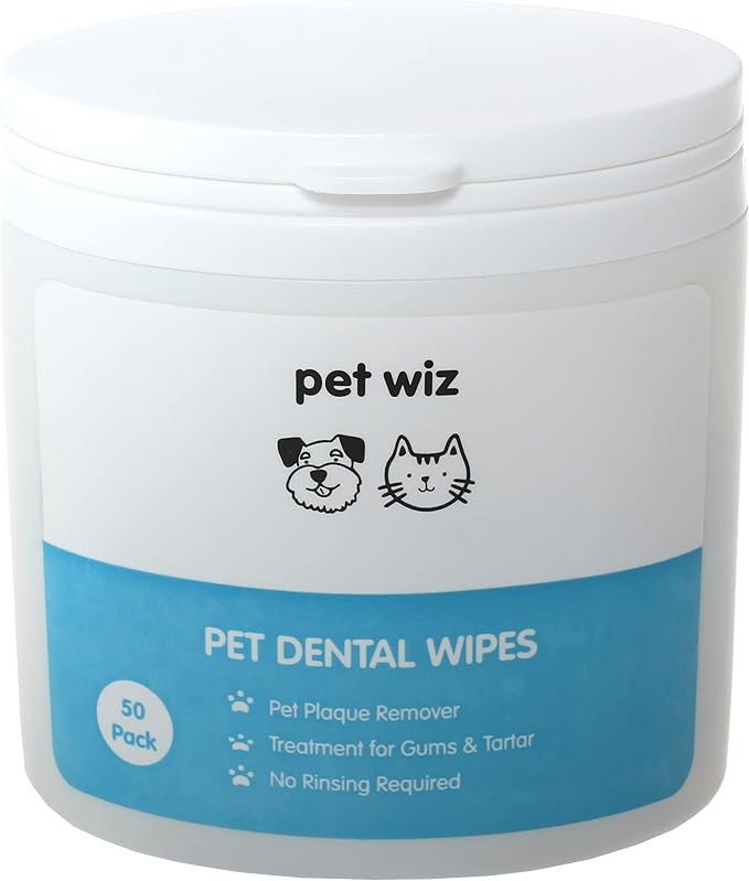 Dental Finger Wipes with Spearmint Oil for Dogs & Cats. Removes Plaque & Tartar, Care for Gums & No Rinsing Required. petwiz