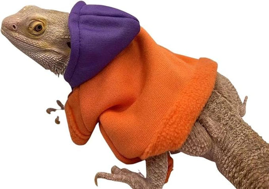 Lizard Clothes for Bearded Dragons Handmade Cloth Material Hoodies Sweater Coat Reptile Apparel Costume Skin Protection Photo Party for Lizard Bearded Dragon Crested Gecko Chameleon (Orange) KUNBIUH