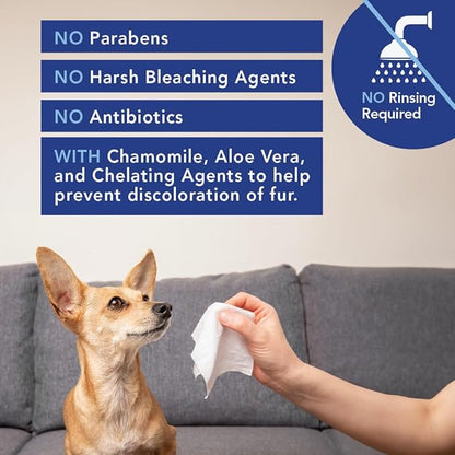 ANGELS’ EYES Face, Eye & Paw Cleansing & Tear Stain Wipe, Large 4”x7” Hypoallergenic Dog & Cat Wipes, Reduce Tear Stains, Dirt, and Discharge, Fragrance Free, 40 Count AngelsEyes