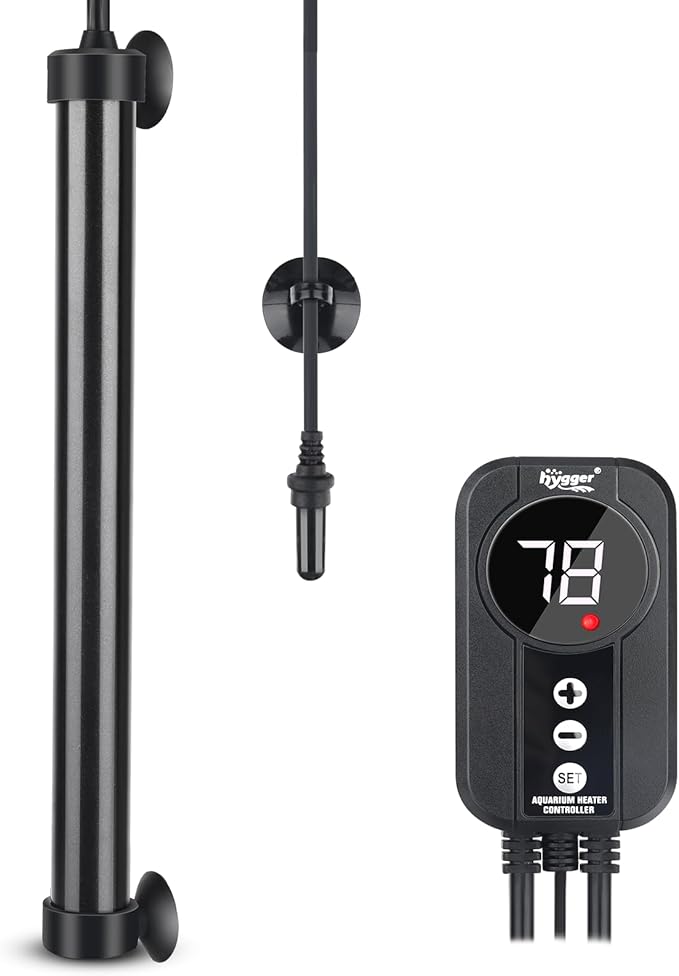 hygger Marine Aquarium Heater 200W,Titanium Heater with Digital LED Controller & Temperature Probe,Submersible Fish Tank Heater with Temperature Calibration,for Saltwater Freshwater Tank 30-40Gallon hygger