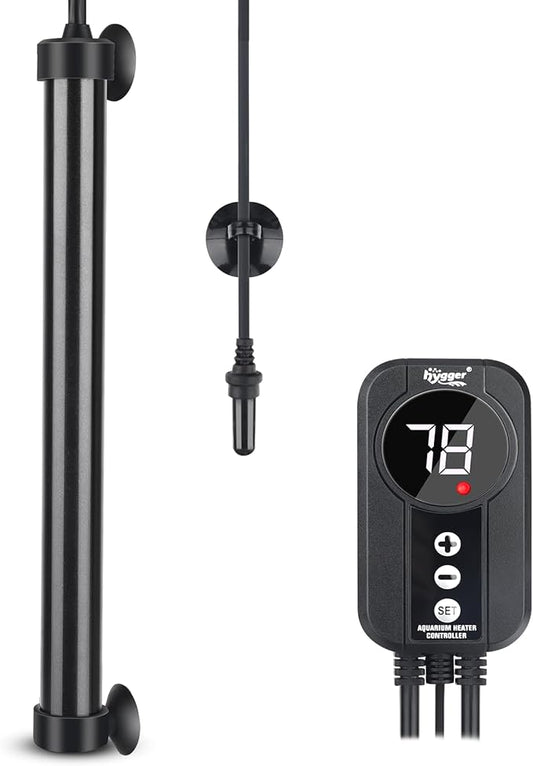 hygger Marine Aquarium Heater 200W,Titanium Heater with Digital LED Controller & Temperature Probe,Submersible Fish Tank Heater with Temperature Calibration,for Saltwater Freshwater Tank 30-40Gallon hygger