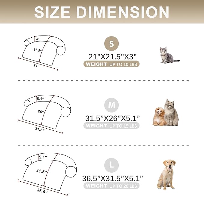 Tinaco Luxurious Calming Bed Mats, Washable Removable Couch Cover, Plush Long Fur Mat for Pets, Waterproof Lining, Perfect for Small, Medium and Large Dogs and Cats (Gradient Brown, S) - PAWPICO