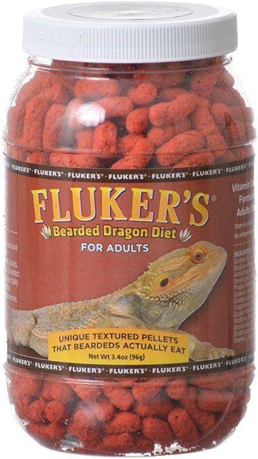 Fluker's Bearded Dragon Food, For Adult Bearded Dragons, Pellet Diet Rich in Protein, Fats, Vitamins, and Minerals, 3.4 oz Flukers