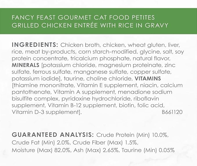 Fancy Feast Gourmet Grain-Free Meals Wet Cat Food Pate and Gravy Petites 10 Twin Pack Trays, 20 Servings (Grilled Chicken in Gravy) - PAWPICO