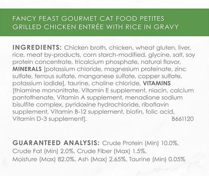Fancy Feast Gourmet Grain-Free Meals Wet Cat Food Pate and Gravy Petites 10 Twin Pack Trays, 20 Servings (Grilled Chicken in Gravy) - PAWPICO