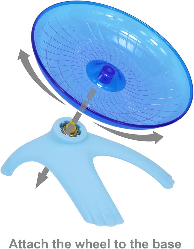Hamster Flying Saucer Silent Running Exercise Wheel for Gerbil Rat Mouse Hedgehog Small Animals (Blue) Wontee