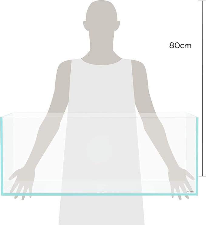 LANEDN 90S 39 Gallon Shallow Tank Rimless Low Iron Tank 35.4" L × 19.7" W × 14.2" H (90cm x 50cm x 36cm); 10mm Thickness Aquascape Fish Tank, Black Leveling Mat Included Landen