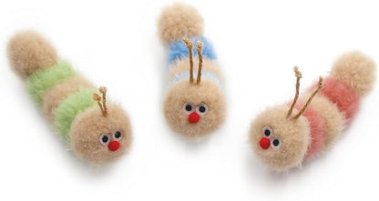 Interactive Natural 3 PK Catnip Toy, with Rattle, Bite Resistant, for All Ages Indoor Cat, Soft Caterpillar Toys, Fluffy Kitten Toy - PAWPICO