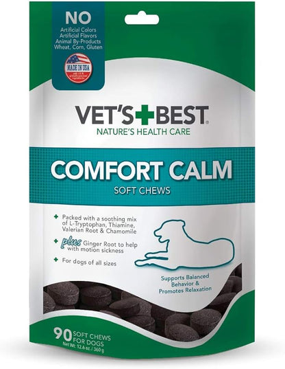 Vet's Best Comfort Calm Calming Soft Chews Dog Supplements | Dog Calming Aid Supports Dog Balances Behavior | Promotes Relaxation | 90 Day Supply VetsBest
