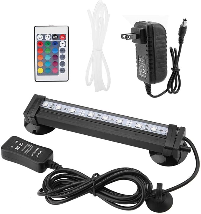TOPINCN LED Aquarium Light Fish Tank Bubble Light Underwater Led Light with Remote Control + Manual Color Change - Highlight Colorful Aquarium Light Kit(US Plug)(16cm) TOPINCN