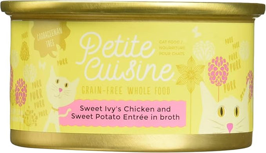 PETITE CUISINE Sweet Ivy's Wet Cat Food, Chicken and Sweet Potatoes, 2.8 oz. Cans (24 Count) - PAWPICO