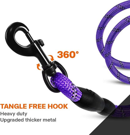 Taglory Rope Dog Leash 4 FT with Comfortable Padded Handle, Highly Reflective Threads Leash for Small Dogs, 3/8 inch, Purple Taglory