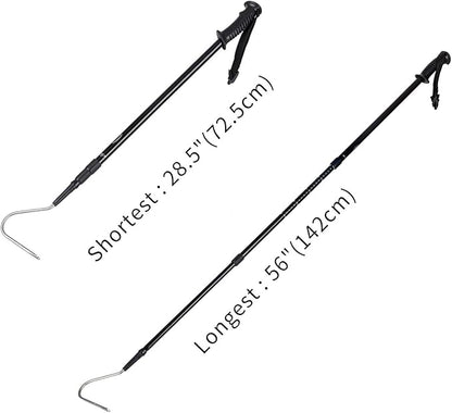 REPTI ZOO 57" Snake Catcher Professional Stainless Steel Retractable Snake Hook Reptile Catcher Stick Rattlesnake Grabber Pick-up Snake Pole Handling Tool (Snake Hook) REPTIZOO
