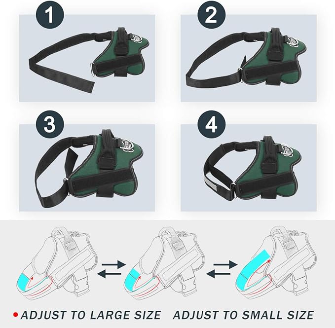 Bolux Dog Harness, No-Pull Reflective Dog Vest, Breathable Adjustable Pet Harness with Handle for Outdoor Walking - No More Pulling, Tugging or Choking (Dark Green, S) Bolux
