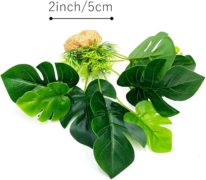 Smoothedo-Pets Aquarium Plants Fish Tank Decorations 6inch Plastic Artificial Plant Goldfish Waterscape Betta Fish Hides/Rest(Rainforest Leaf-Monstera) EnvironmentFriendlyArtificialPlasticPlantAquariumDecoration