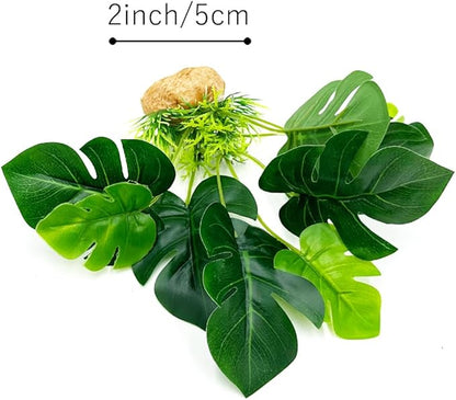 Smoothedo-Pets Aquarium Plants Fish Tank Decorations 6inch Plastic Artificial Plant Goldfish Waterscape Betta Fish Hides/Rest(Rainforest Leaf-Monstera) EnvironmentFriendlyArtificialPlasticPlantAquariumDecoration