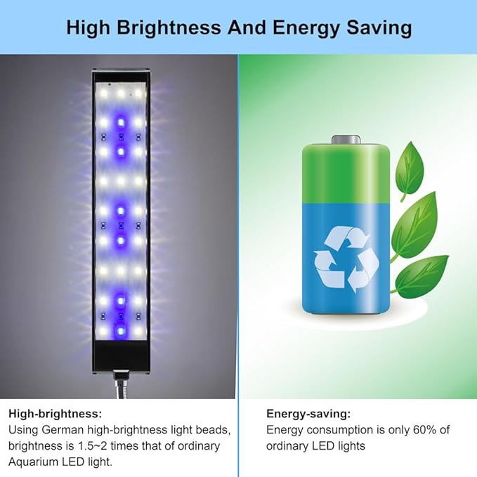 Aquarium Light Small LED Clip Light for Fish Tank 10W, 1 Yr Warranty DaToo