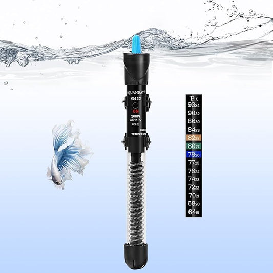 AQUANEAT Aquarium Heater, 200W Fish Tank Heater, Adjustable Submersible Water Thermostat with Thermometer Aquaneat