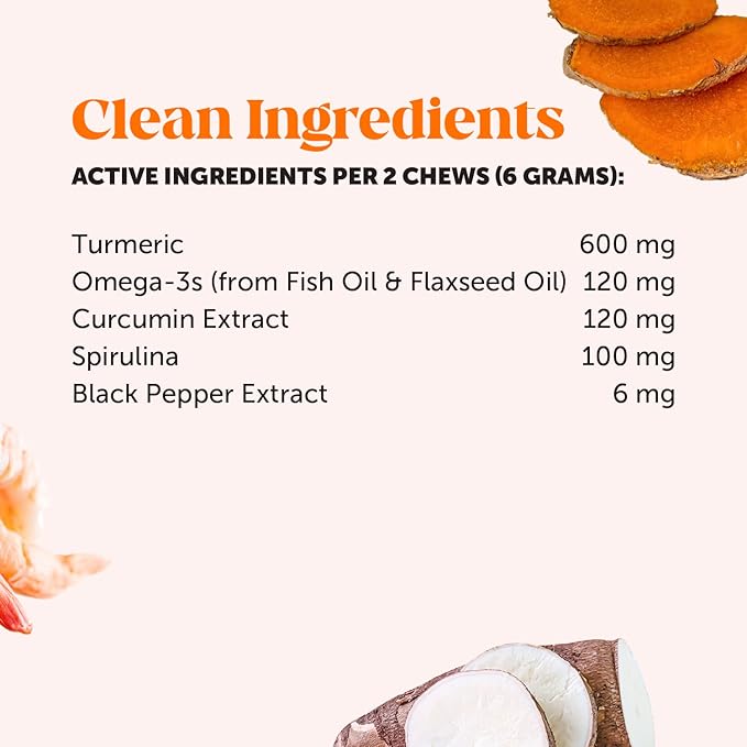 Pet Honesty Hip & Joint Turmeric Health - Joint Supplement for Dogs, Omega-3 Fish Oil, Turmeric Support Joint Health, Ease Stiffness - Advanced Pet Joint Support and Mobility - 90 Ct (Pumpkin) PetHonesty