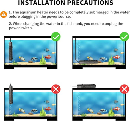 HiTauing Aquarium Heater, 50W/100W/200W/300W/500W Submersible Fish Tank Heater with Over-Temperature Protection and Automatic Power-Off When Leaving Water for Saltwater and Freshwater HiTauing