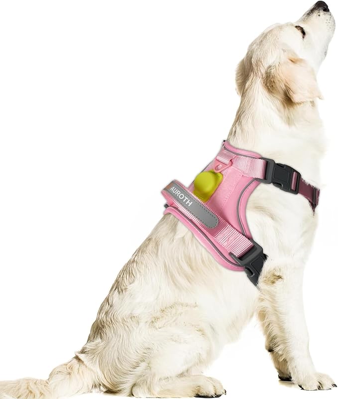 AUROTH Dog Harness Medium Sized Dog, Dog Vest Harness Medium Size Dog, Medium Dog Harness, No Pull Dog Harness for Medium Dogs with Handle, Pink M AurothPets