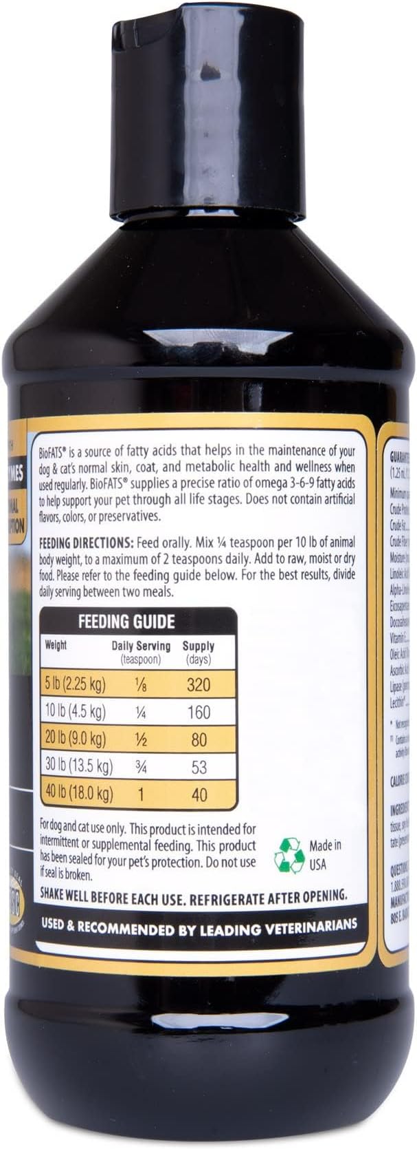 BioFATS Omega 3-6-9 Fatty Acid with EPA & DHA, Supports Healthy Skin, Coat and General Wellness, 80-Day Supply for 20-lb. Animal, 6.76-fl. oz. Bottle FloraHealth