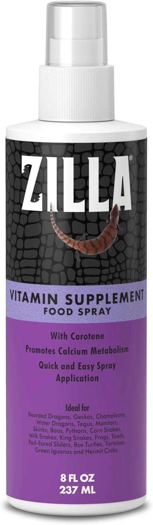 Zilla Vitamin Supplement Food Spray, with Carotene, Spray-on Multivitamin Supplement for Reptiles Zilla