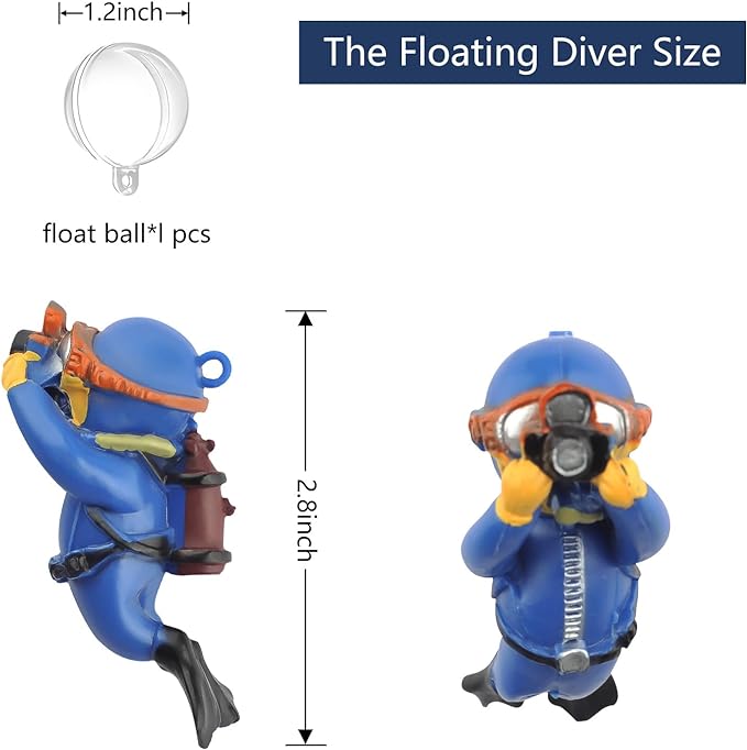 onesimcr Floating Fish Tank Decorations, Aquarium Decorations, Lovely Diver Fish Tank Decorations, Floating Device Fish Tank Accessories，Suitable for All Kinds of Fish Tanks… onesimcr