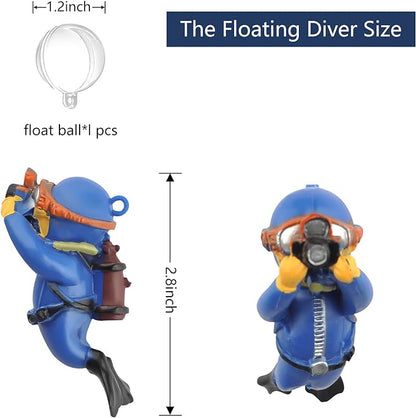 onesimcr Floating Fish Tank Decorations, Aquarium Decorations, Lovely Diver Fish Tank Decorations, Floating Device Fish Tank Accessories，Suitable for All Kinds of Fish Tanks… onesimcr