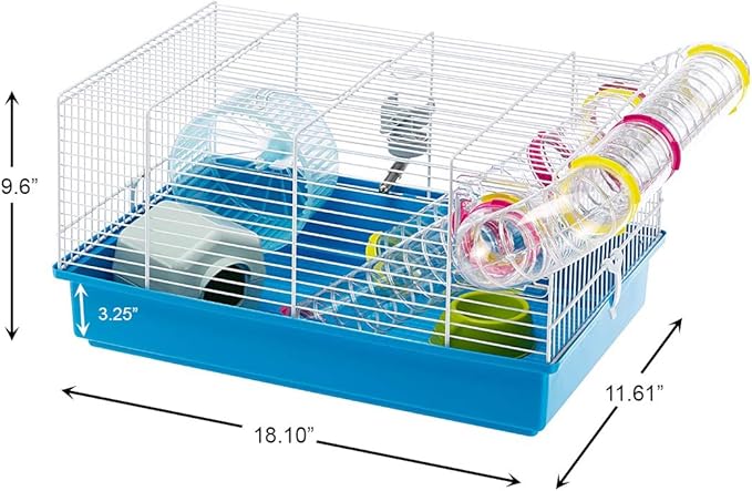Ferplast Paula Small Hamster Cage | Fun & Interactive Cage Measures Measures 18.11L x 11.61W x 9.6H & Includes All Accessories Ferplast