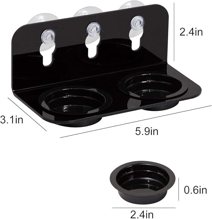 REPTI ZOO Reptile Water Bowl Double Grid Gecko Food Dish Feeder Detachable Suction Cup Reptile Feeding Dish Feeder with 6 Pcs Cups Dish Bowls for Pet Food and Water Feeding REPTIZOO