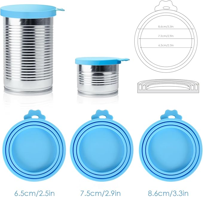 6 Pack Pet Food Can Covers Lids Universal Safe/Silicone Dog&Cat Food Can Lid Covers (green+blue+orange+pink+red+yellow) - PAWPICO