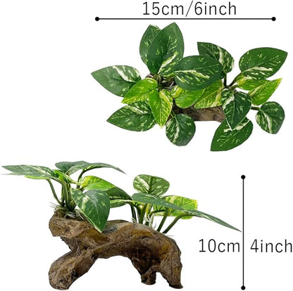 Smoothedo-Pets Fish Tank Decoration Aquarium Decoration 3 Pieces Ornament Betta Silk Leaf Cushion Hammock Artificial Driftwood Cave Goldfish Bowl Accessories (Mixed Leaf Set-G) EnvironmentFriendlyArtificialPlasticPlantAquariumDecoration