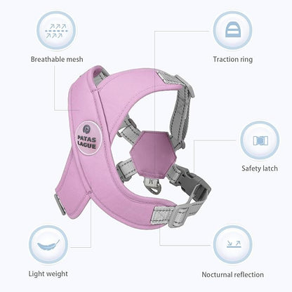 Patas Lague Dog Harness with Leash Set Adjustable Soft Padded Step-in Dog Vest No Choke No Pull Reflective for Small Medium Pets with Poop Bags and Dispenser, Solid and No-chew, Purple S PatasLague