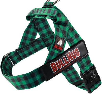 BULLHUG Harness – Made for Larger Chested Dogs Like English Bulldogs, French Bulldogs, Pugs & More. Stops Dogs from Pulling & Choking on Walks (Green Buffalo, Large) BULLHUG