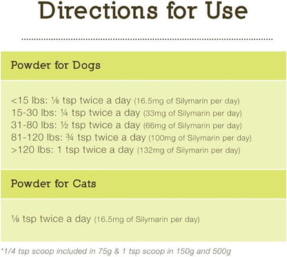 Herbsmith Organic Milk Thistle for Dogs and Cats – Liver Supplement for Dogs & Cats – Made in USA – 150g Powder Herbsmith