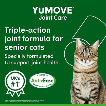 Cat Joint Supplement with Glucosamine,Chondroitin, MSM, Omega 3, Hyaluronic Acid, & Green Lipped Mussel - Joint Support Supplement - for Senior Cats 60 Capsules YuMOVE