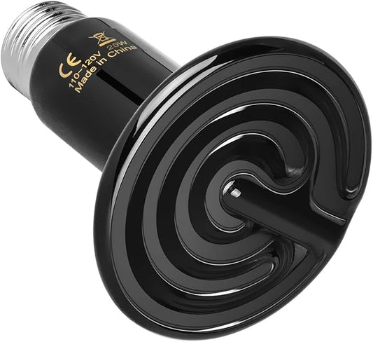 Simple Deluxe 25W 1-Pack Ceramic Heat Emitter Reptile Heat Lamp Bulb No Light Emitting Brooder Coop Heater for Amphibian Pet & Incubating Chicken, Black SimpleDeluxe
