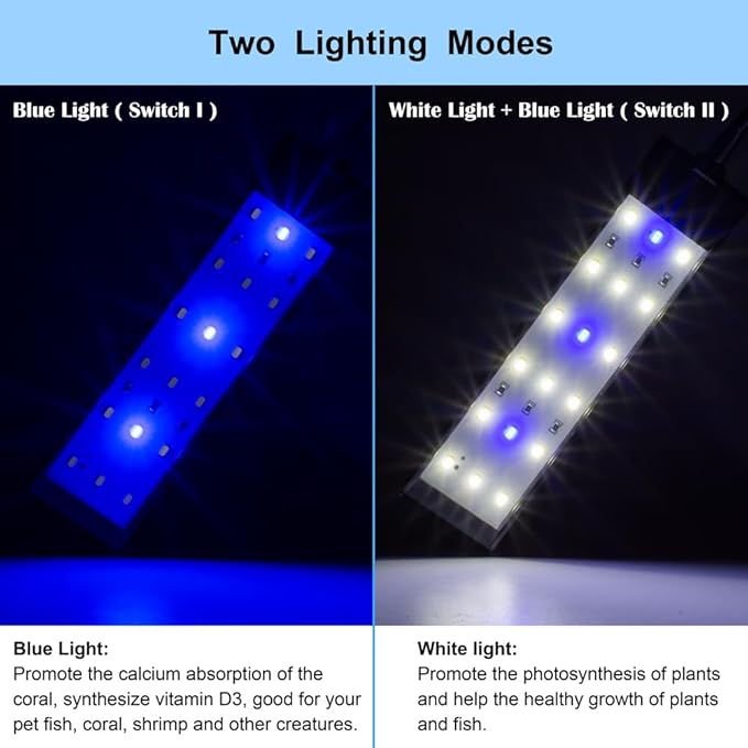 Aquarium Light Small LED Clip Light for Fish Tank 7W, 1 Yr Warranty DaToo