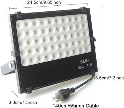 110V 50W Slim Waterproof Ultra Violet UV LED Flood Black Light Blacklight for Party Supplies, Glue Curing, Neon Glow, Glow in The Dark, with US Plug QUANS