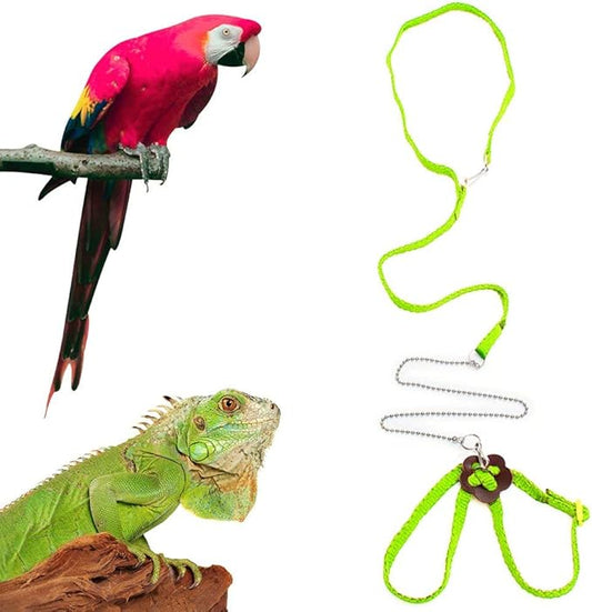 Adjustable Reptile Lizard Harness Leash,Turtle Lizard Pet Traction Belt Bearded Dragon Accessories Soft Small Pet Animal Harness Rope,1.2M (Green) Sawyd