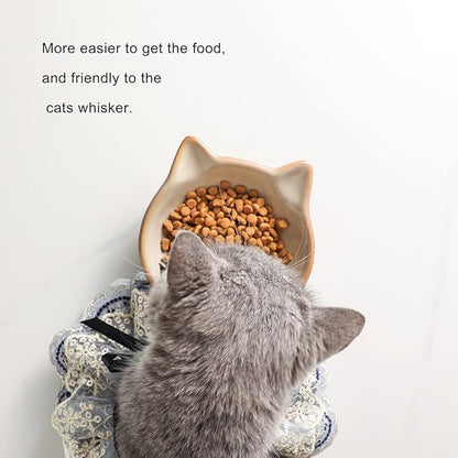 Nihow Ceramic Basic Cat Bowls: 5 Inch Cat Bowl for Food & Water - Food Grade Cat Dish for Small-Sized Cat - Microwave & Dishwasher Safe -Elegant Brown (4.25 OZ /1 PC) - PAWPICO