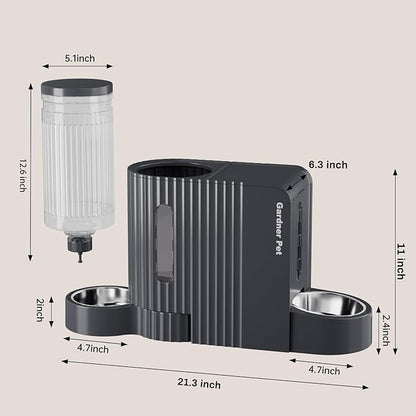 Gardner Pet Automatic Gravity Cat Food Feeder and Water Dispenser Stainless Steel Two-in-One Set Large Capacity Dispenser for Pets Dogs, Puppies, Kittens, Rabbits - PAWPICO