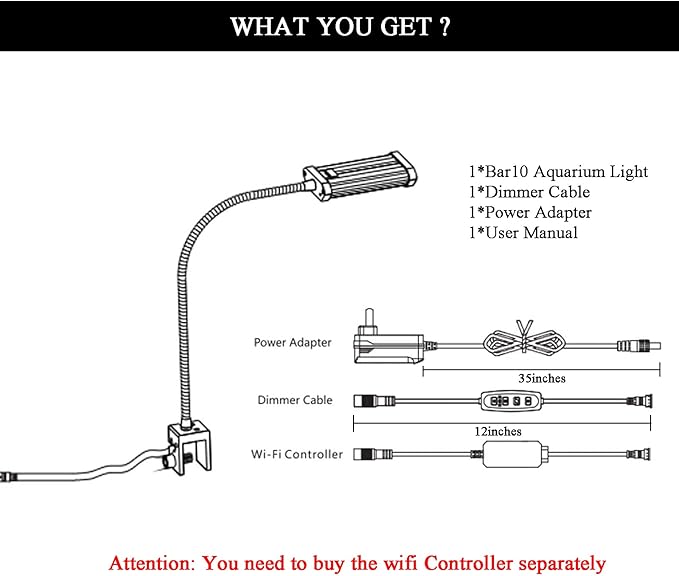 Lominie Aquarium Plant Light, Small LED Aquarium Light Timer, Full Spectrum Nano Fish Tank Light Refugium Light for Freshwater Aquarium Freshwater Planted Tank Lominie